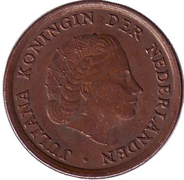 Монета 1 цент. 1962 год, Нидерланды. Монета 1 цент. 1962 год, Нидерланды.
