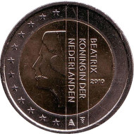 Монета 2 евро. 2010 год, Нидерланды. Монета 2 евро. 2010 год, Нидерланды.
