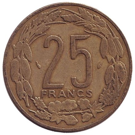Монета 25 франков. 1978 год, Центральные Африканские Штаты. Африканские антилопы. (Западные канны). Монета 25 франков. 1978 год, Центральные Африканские Штаты. Африканские антилопы. (Западные канны).