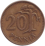 Монета 20 пенни. 1964 год, Финляндия. Монета 20 пенни. 1964 год, Финляндия.