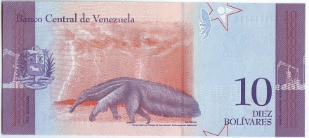 Банкнота 10 боливаров. 2018 год, Венесуэла. Банкнота 10 боливаров. 2018 год, Венесуэла.