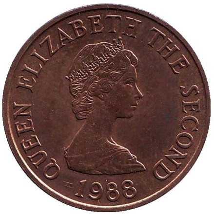 Монета 2 пенса. 1988 год, Джерси. Музей в городе Сент-Хелиер. Монета 2 пенса. 1988 год, Джерси. Музей в городе Сент-Хелиер.