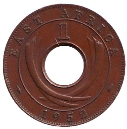 Монета 1 цент. 1952 год, Восточная Африка. (Без отметки монетного двора)