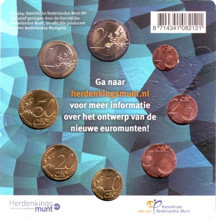 Набор монет евро в планшетке. 2014 год, Нидерланды. 