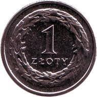 Монета 1 злотый. 2015 год, Польша. Монета 1 злотый. 2015 год, Польша.