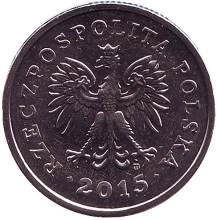 Монета 1 злотый. 2015 год, Польша.