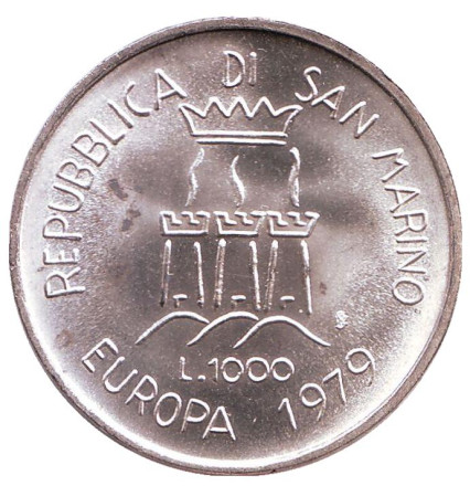 Монета 1000 лир. 1979 год, Сан-Марино. Европейский союз.