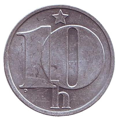 Монета 10 геллеров. 1988 год, Чехословакия.