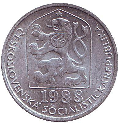 Монета 10 геллеров. 1988 год, Чехословакия.