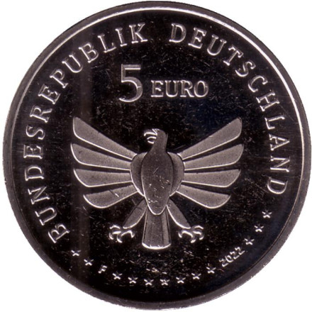 Монета 5 евро. 2022 год, Германия. Царство насекомых. Серия "Чудесный мир насекомых". Монета 5 евро. 2022 год, Германия. Царство насекомых. Серия "Чудесный мир насекомых".