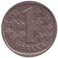 Монета 1 марка. 1991 год, Финляндия. Из обращения. Монета 1 марка. 1991 год, Финляндия. Из обращения.