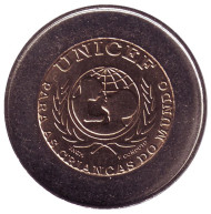 Монета 100 эскудо. 1999 год, Португалия. Юнисеф. Монета 100 эскудо. 1999 год, Португалия. Юнисеф.
