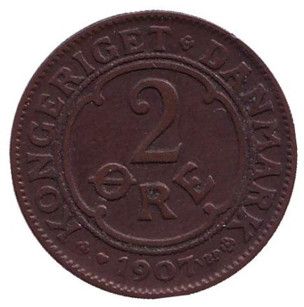 Монета 2 эре. 1907 год, Дания.