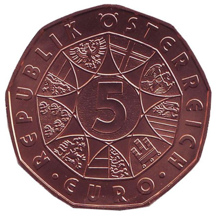 Монета 5 евро. 2019 год, Австрия. Новый год.