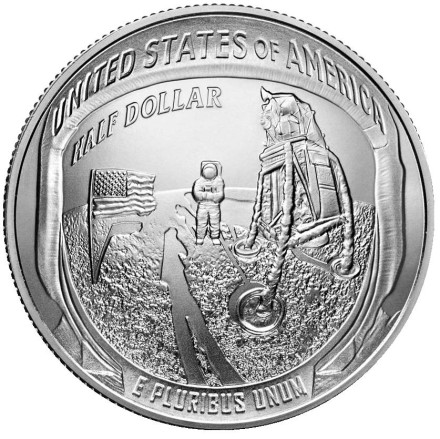 Монета 50 центов. 2019 год, США. 50 лет высадке человека на Луну. Аполлон-11. Монета 50 центов. 2019 год, США. 50 лет высадке человека на Луну. Аполлон-11.