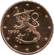 Монета 10 центов. 1999 год, Финляндия. Монета 10 центов. 1999 год, Финляндия.
