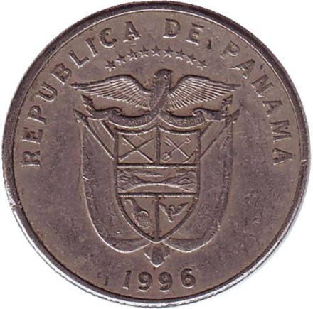 Монета 1/4 бальбоа. 1996 год, Панама. Васко Нуньес де Бальбоа.