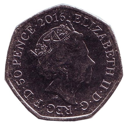 Монета 50 пенсов. 2016 год, Великобритания. 150 лет со дня рождения Беатрис Поттер. (Профиль). Монета 50 пенсов. 2016 год, Великобритания. 150 лет со дня рождения Беатрис Поттер. (Профиль).