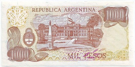 Банкнота 1000 песо. 1976-1983 гг., Аргентина. P-304d(2).