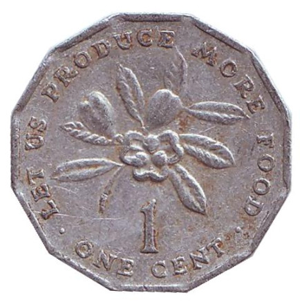 Монета 1 цент, 1977 год, Ямайка. Аки. (Блигия вкусная).