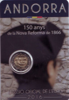 150 лет Новой реформе 1866 года. Монета 2 евро. 2016 год, Андорра.
