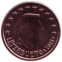 Монета 1 цент. 2015 год, Люксембург.