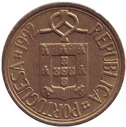 Монета 5 эскудо. 1992 год, Португалия.