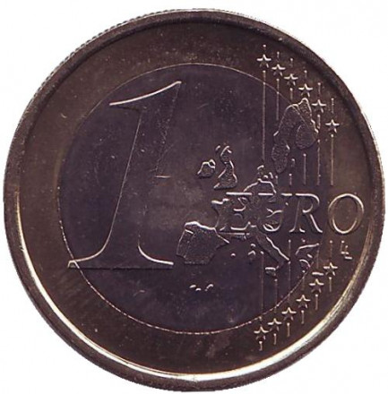 Монета 1 евро. 2002 год (F), Германия.