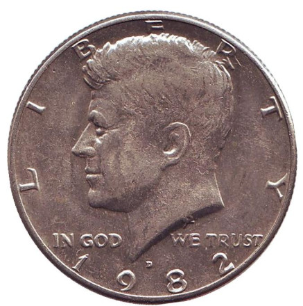 Монета 50 центов. 1982 год (D), США. Джон Кеннеди.
