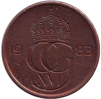 Монета 5 эре. 1983 год, Швеция. Монета 5 эре. 1983 год, Швеция.