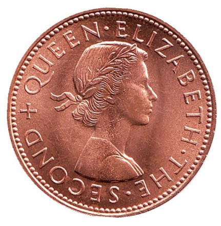 Монета 1/2 пенни, 1965 год, Новая Зеландия. Амулет-талисман Хей-Тики.