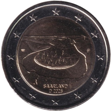 Монета 2 евро. 2025 год (F), Германия. Сааршляйфе. Саар.