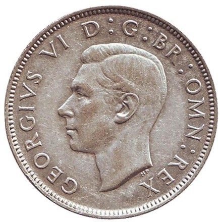Монета 2 шиллинга. 1943 год, Великобритания. Монета 2 шиллинга. 1943 год, Великобритания.