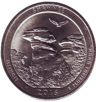 Монета 25 центов (P). 2016 год, США. Национальный лес Шоуни. Парк № 31. Монета 25 центов (P). 2016 год, США. Национальный лес Шоуни. Парк № 31.