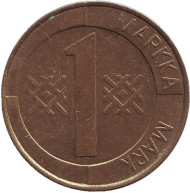 Монета 1 марка. 1994 год, Финляндия. Монета 1 марка. 1994 год, Финляндия.