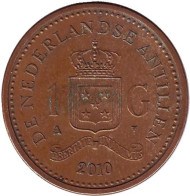 Монета 1 гульден. 2010 год, Нидерландские Антильские острова.