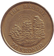 Монета 20 крон. 2006 год, Дания. Три брата. Западное побережье Гренландии. Монета 20 крон. 2006 год, Дания. Три брата. Западное побережье Гренландии.