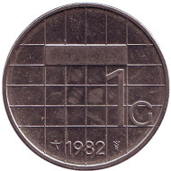 Монета 1 гульден. 1982 год, Нидерланды. Монета 1 гульден. 1982 год, Нидерланды.