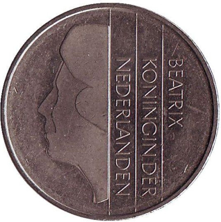 Монета 1 гульден. 1982 год, Нидерланды.