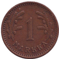 1 марка. 1940 год (медь), Финляндия. Редкая.