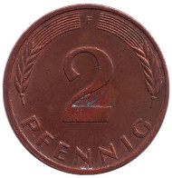 Монета 2 пфеннига. 1977 год (F), ФРГ. Дубовые листья. Монета 2 пфеннига. 1977 год (F), ФРГ. Дубовые листья.