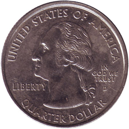 Монета 25 центов (D). 2001 год, США. Нью-Йорк. Штат № 11. Монета 25 центов (D). 2001 год, США. Нью-Йорк. Штат № 11.
