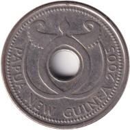 Монета 1 кина. 2005 год, Папуа-Новая Гвинея. Крокодилы. Монета 1 кина. 2005 год, Папуа-Новая Гвинея. Крокодилы.