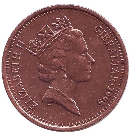 Монета 2 пенса. 1995 год, Гибралтар. Маяк. (AB). Немагнитная.