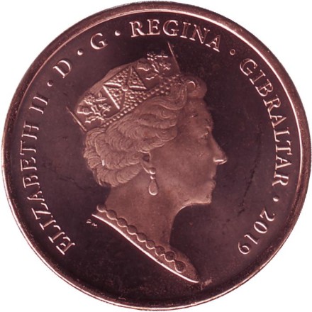 Монета 2 пенса. 2019 год, Гибралтар. Пляжный волейбол. Островные игры.