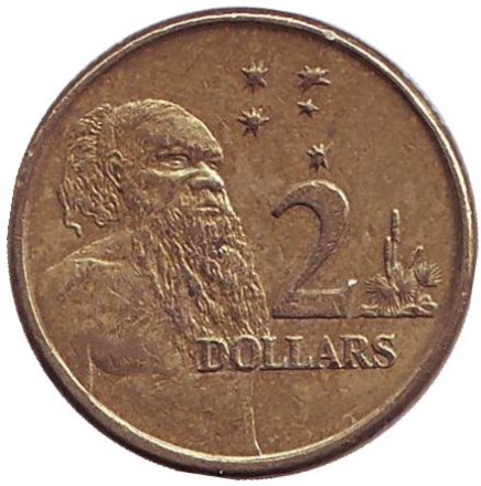 Монета 2 доллара. 2000 год, Австралия. Старейшина аборигенов.