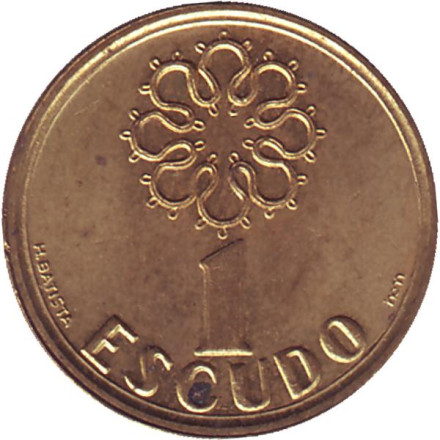 Монета 1 эскудо. 1995 год, Португалия.