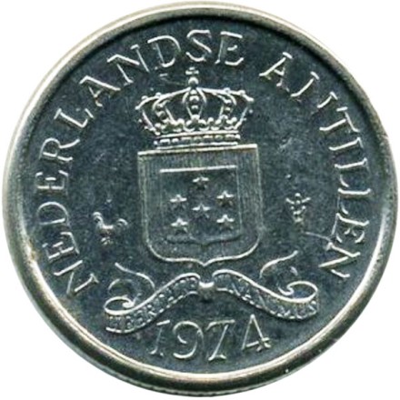 Монета 10 центов. 1974 год, Нидерландские антильские острова.