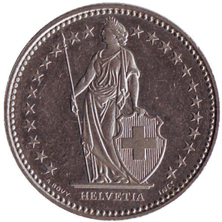 Монета 1 франк. 1985 год, Швейцария. Гельвеция. Монета 1 франк. 1985 год, Швейцария. Гельвеция.