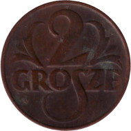 Монета 2 гроша. 1927 год, Польша. Монета 2 гроша. 1927 год, Польша.